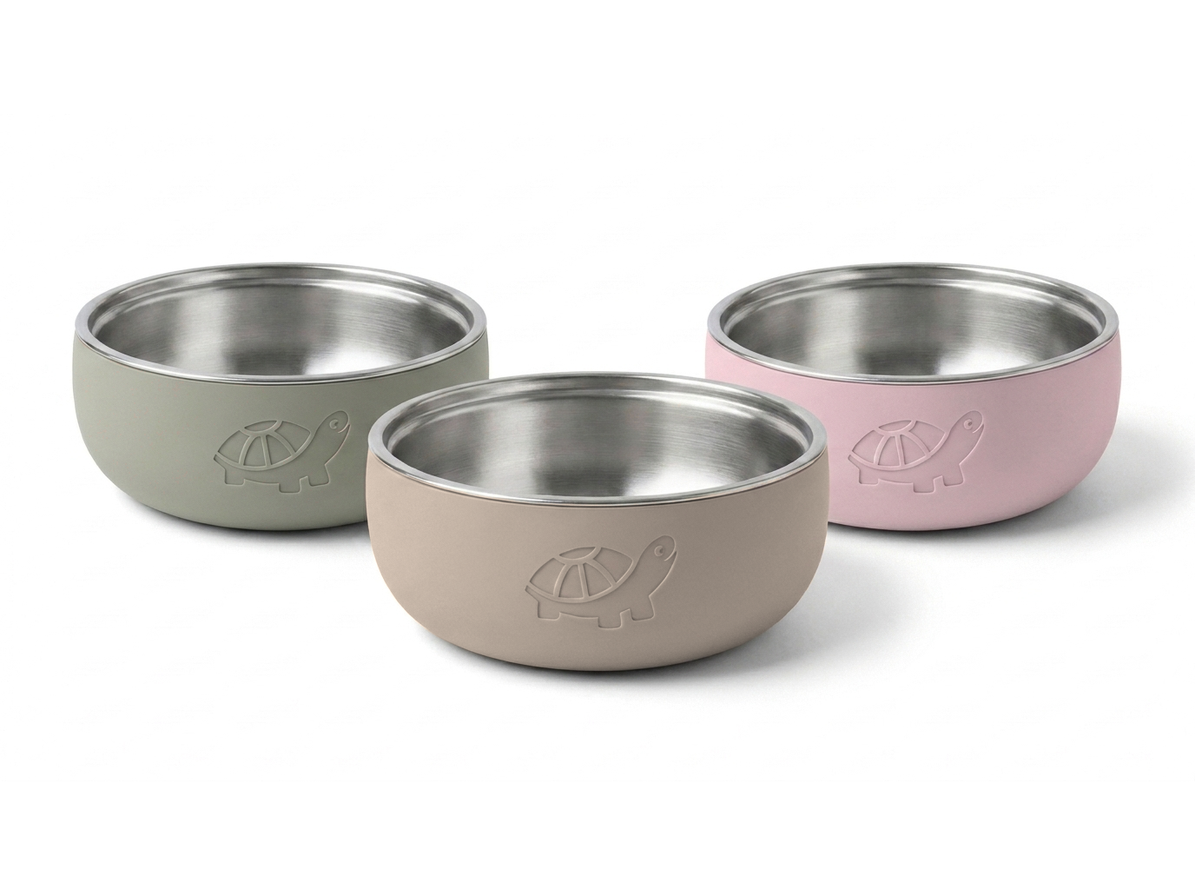 Sage, Sand, and Blush NoToxTots toddler bowls side by side